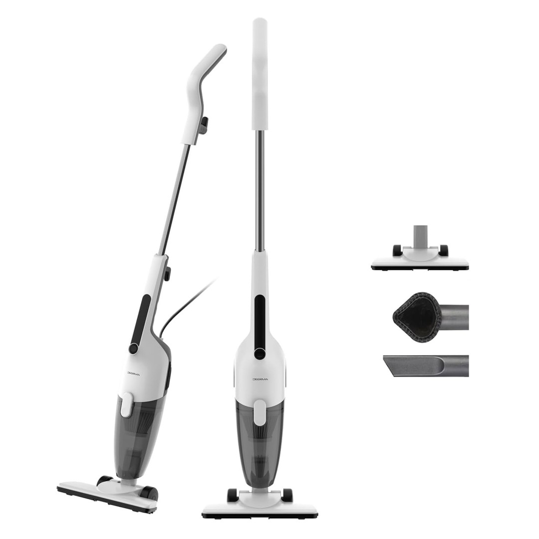 Luxury Deerma DX120C Vacuum Cleaner, 3 in 1 Handheld Vacuum Cleaner, Multiple Attachments - White