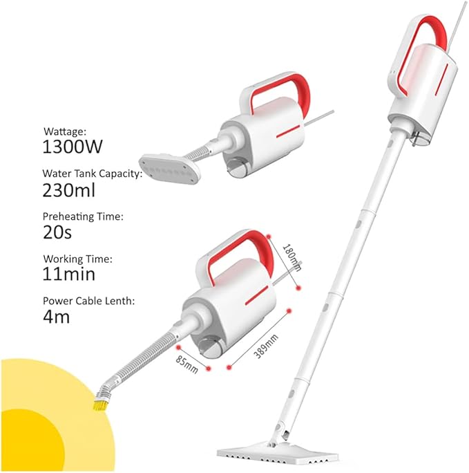 Best Deerma ZQ610 Multi-function Steam Cleaner with 5 Brush Heads 1600W | Lightweight Steam Glass Scraper | Glass Cleaning | Steam Iron | Scouring Pad | Kitchen Cleaning | 99.99% Sterilization - White - Image 5