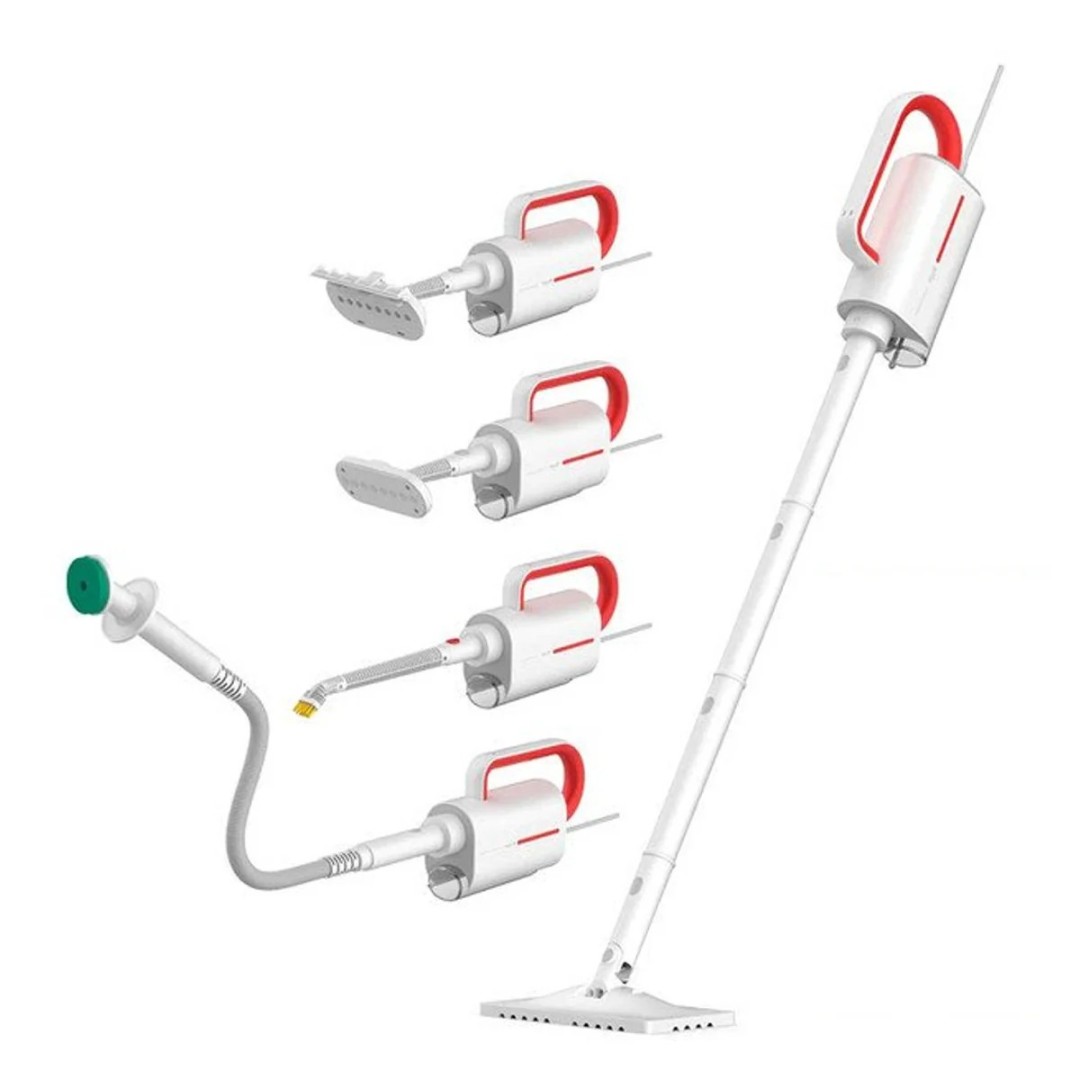 Best Deerma ZQ610 Multi-function Steam Cleaner with 5 Brush Heads 1600W | Lightweight Steam Glass Scraper | Glass Cleaning | Steam Iron | Scouring Pad | Kitchen Cleaning | 99.99% Sterilization - White