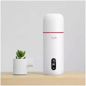 Deerma Portable Electric Water Bottle, Kettle Thermos with LED Temperature Control and Double-Layer Heat Insulation Design, On-Screen Touch Control, Automatic Monitoring IMD Real-Time Water Temperature 350 ml 300 W DR035 White