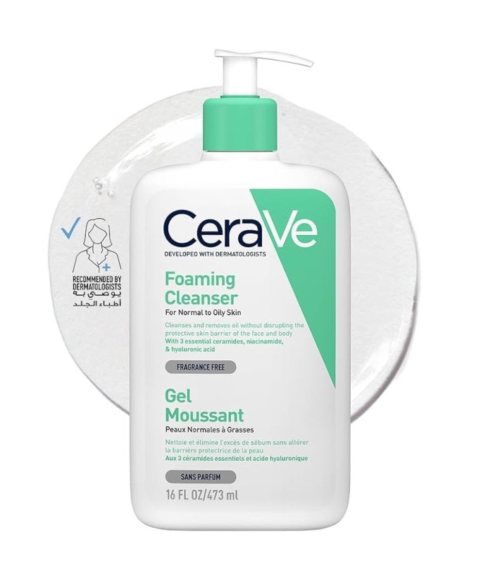 Cerave Foaming Cleanser for Normal to Oily Skin with Hyaluronic Acid
