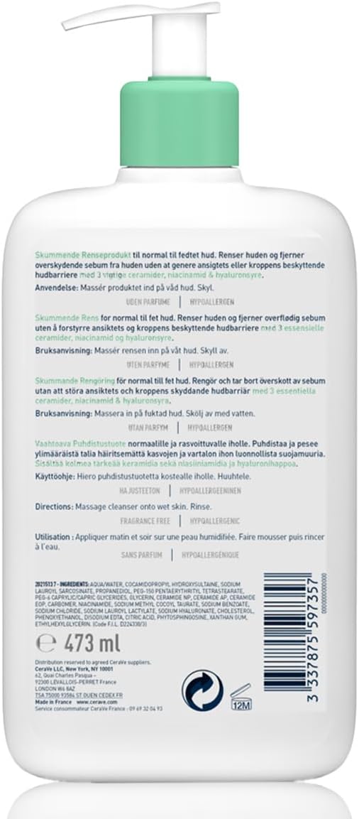 Cerave Foaming Cleanser for Normal to Oily Skin with Hyaluronic Acid - Image 3