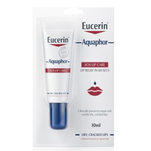 Eucerin Aquaphor SOS Lip Repair Lip Balm, Immediate 60-Seconds Lip Care and Relief, Moisturizing Effect for Dry and Cracked Lips, 10ml