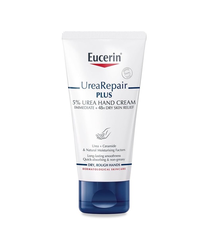 Eucerin UreaRepair Plus 5% Urea Hand Cream with Ceramides, Daily Moisture, Suitable for Mature & Diabetic, Instant 48-Hour Relief for Dry & Rough Skin, 75ml