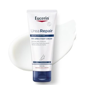 Eucerin UreaRepair Plus 10% Urea Foot Cream with Ceramide, Smoothes Callouses and Thickened Heels, Feet Care for Very Dry, Suitable for Mature & Diabetic Skin, 100ml