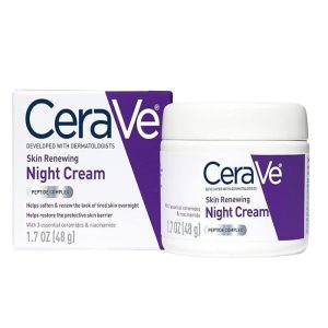 CeraVe Skin Renewing Night Cream  Niacinamide, Peptide Complex, and Hyaluronic Acid Moisturizer for Face  1.7 Ounce
