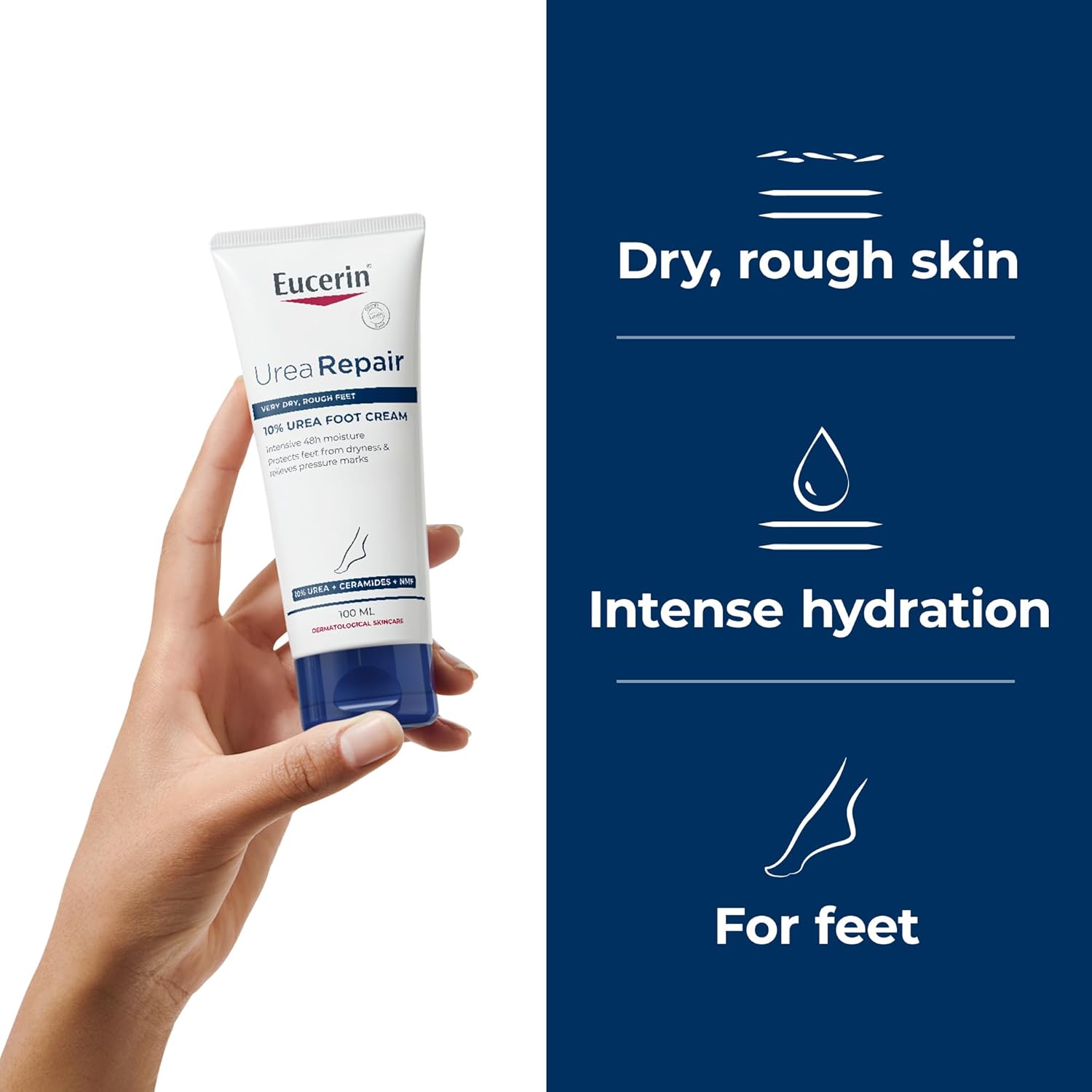 Eucerin UreaRepair Plus 10% Urea Foot Cream with Ceramide, Smoothes Callouses and Thickened Heels, Feet Care for Very Dry, Suitable for Mature & Diabetic Skin, 100ml - Image 6