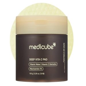 Medicube Deep Vita C Facial Pads, Vitamin C Toner Pads for Uneven Skin Tone, 500,000PPM of vitamin water & 3 types of vitamin, Hydrating & Resurfacing (70 sheets)