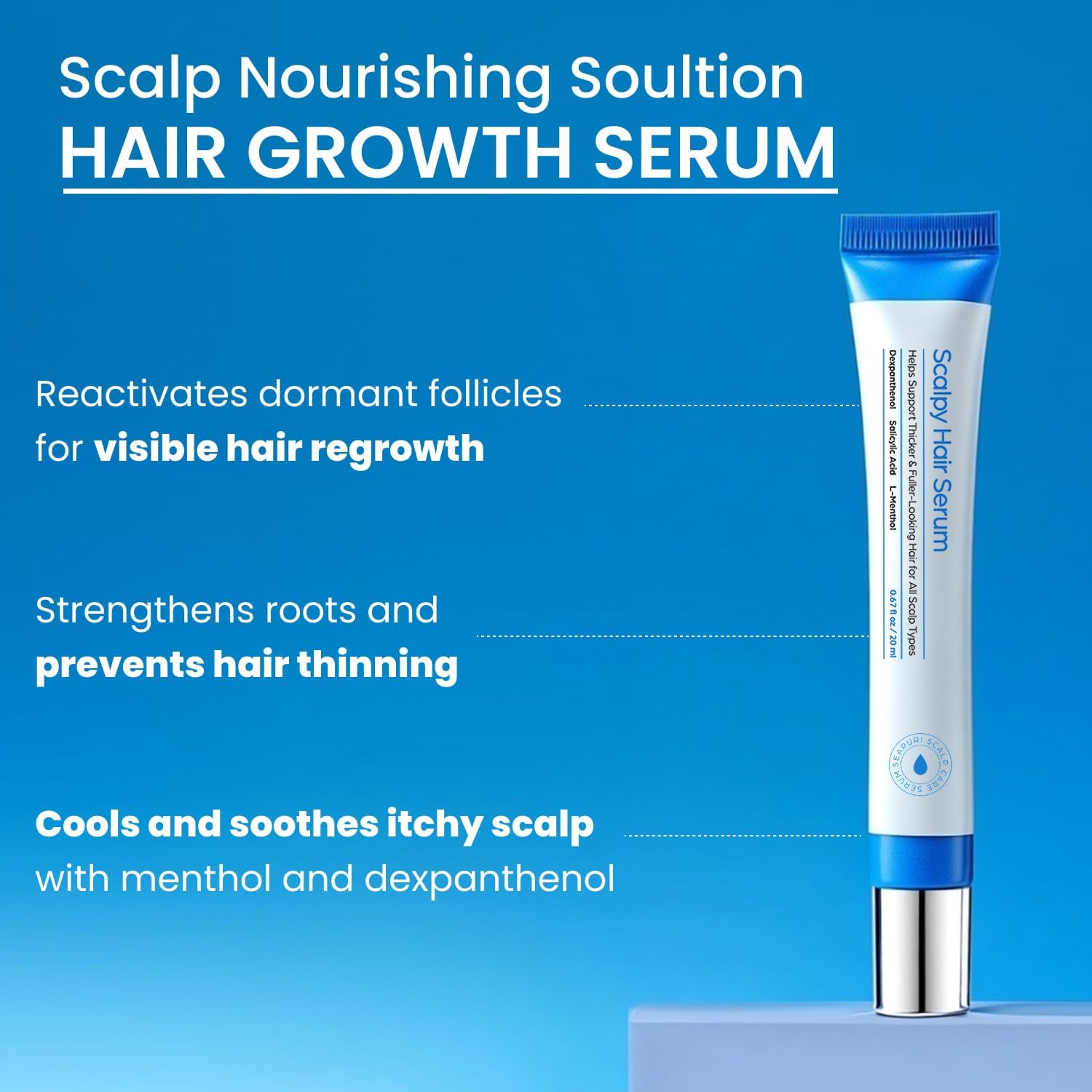 Scalpy Hair Growth Serum for Hair Loss & Thinning Scalp Massager Treatment Salicylic Acid, Menthol, Dexpanthenol Non-Greasy, Lightweight Exfoliate Dandruff - Image 7