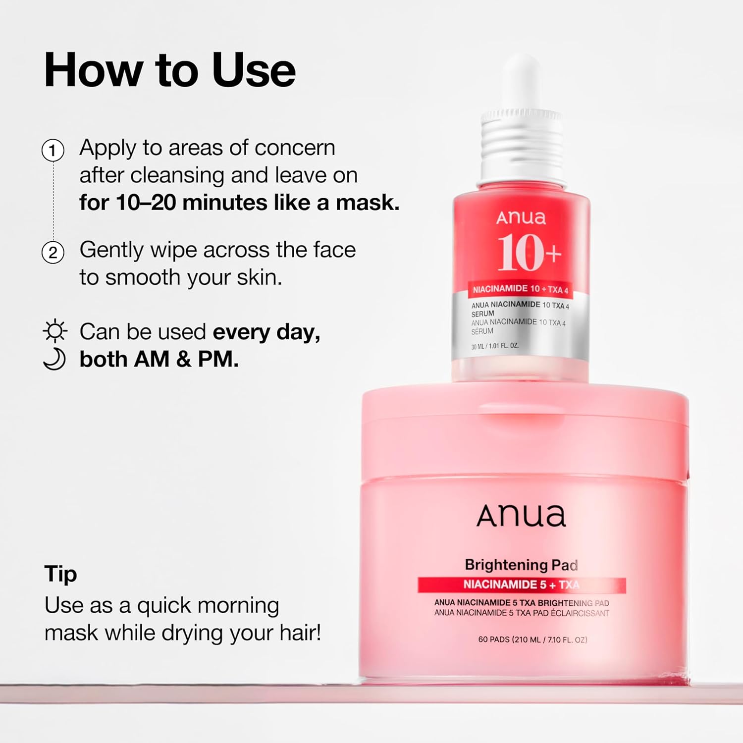 Anua Niacinamide 5 TXA Toner Pads - Hydrating Facial Care for Evening Skin Tone & Daily Radiance Care (210 ml, 60 Pads) - Image 2